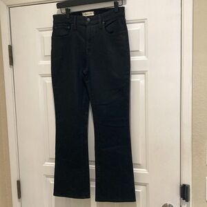Madewell nwot stretch black coated mid rise kick out jeans